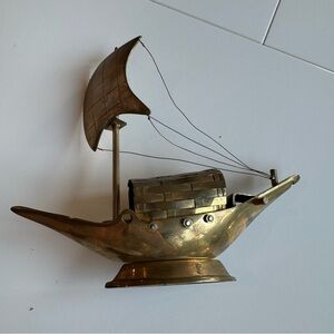 Vintage Brass Sailing Ship Model Figure Nautical